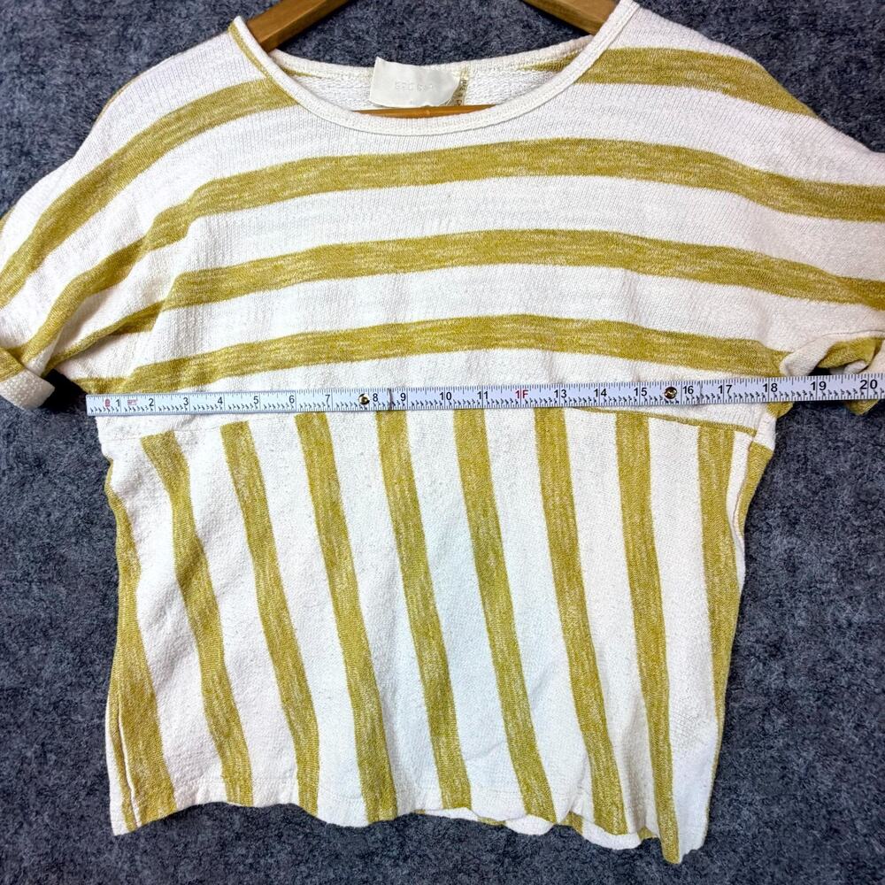 Storia Knit Top Womens Medium White Yellow Coastal Scandi Natural French Girl - Picture 4 of 7